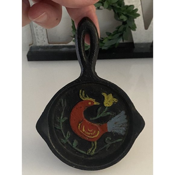 Vintage Mid Century Miniature Cast Iron Skillet Bird LHC‎ Japan Raised Relief - Picture 16 of 16
